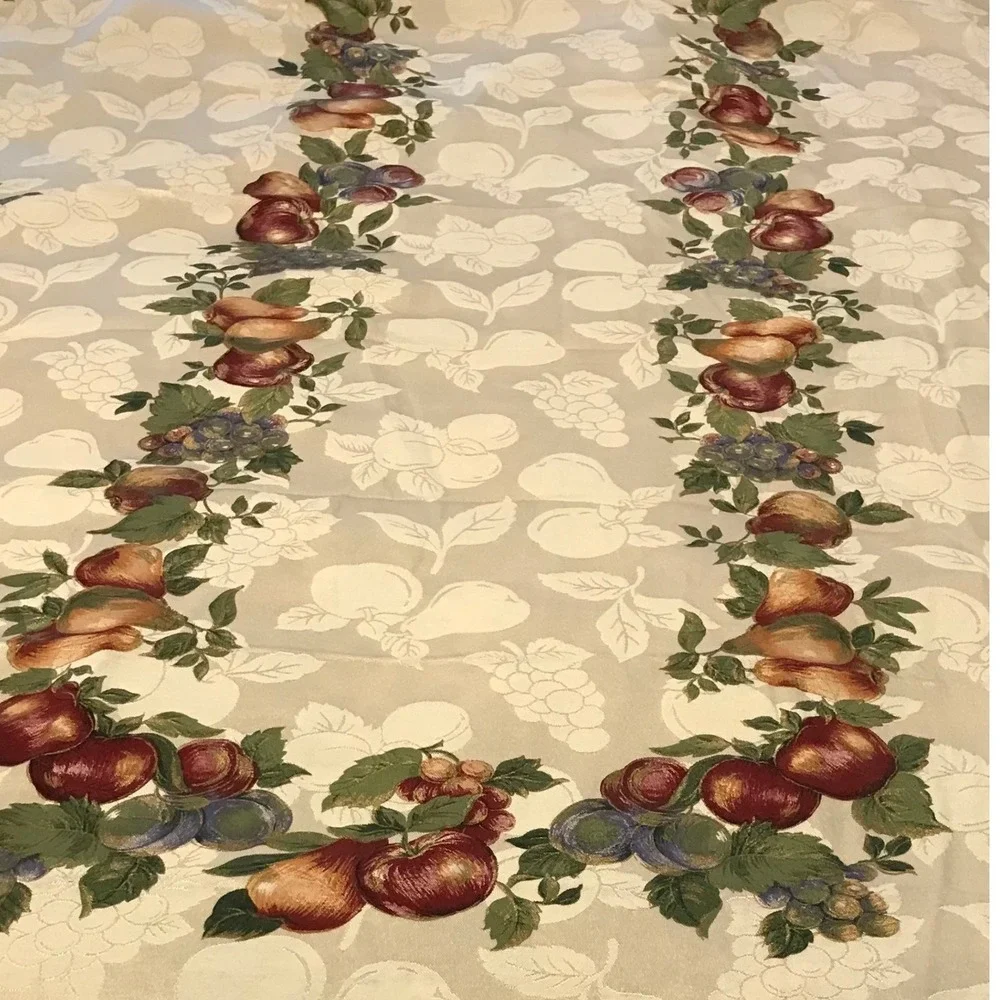 Elegant Holiday Fruit Harvest Damask Tablecloth 60x100 and 8 Napkins Set